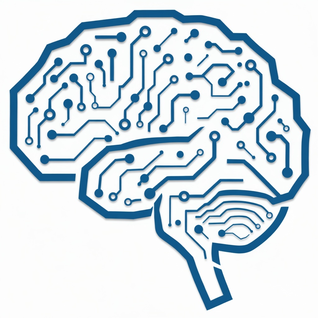 Illustration of a brain with circuit patterns, symbolizing technology and artificial intelligence.
