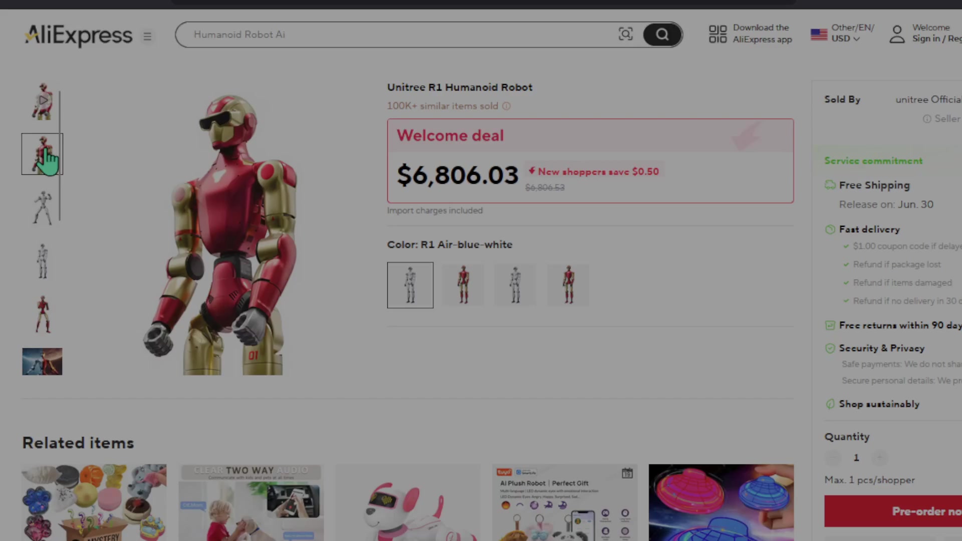 Unitree R1 Humanoid Robot Drops to Record Low Price